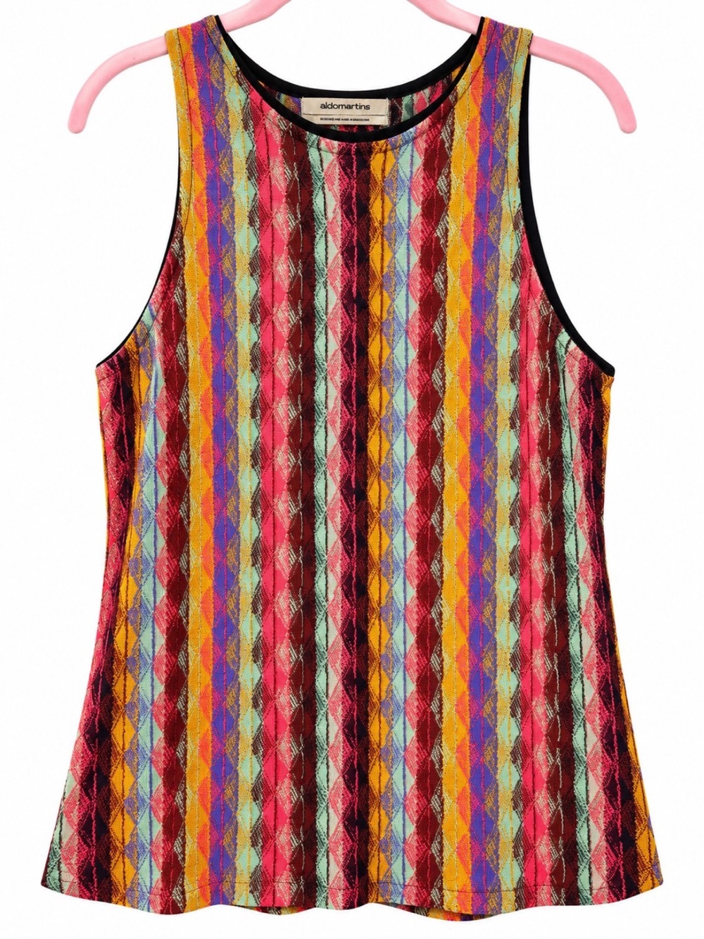 Aldomartins XL Multicolor Knit Tank Top Barcelona Boho Geometric Striped Tunic